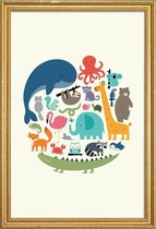 JUNIQE - Poster met houten lijst We Are One -20x30 /Kleurrijk