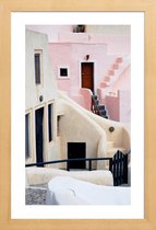JUNIQE - Poster in houten lijst Roze Santorini, Griekenland -40x60