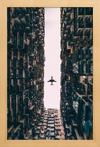 JUNIQE - Poster met houten lijst Vliegtuig foto -13x18 /Bruin