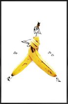 JUNIQE - Poster met kunststof lijst Banaan - modeschets -13x18 /Geel &