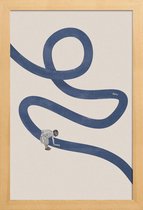 JUNIQE - Poster in houten lijst River Cleanse -60x90 /Blauw & Ivoor