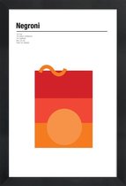 JUNIQE - Poster met houten lijst Negroni - minimalistisch -13x18 /Rood