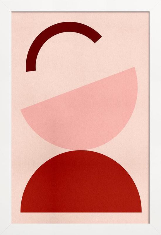 JUNIQE - Poster in houten lijst Half Moon -40x60 /Roze
