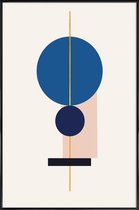 JUNIQE - Poster met kunststof lijst Equilibrium gouden -30x45 /Blauw &