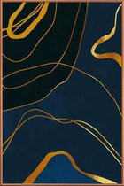 JUNIQE - Poster met kunststof lijst Ghost gouden -40x60 /Blauw & Goud