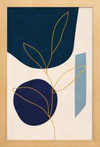 JUNIQE - Poster met houten lijst Grow gouden -20x30 /Blauw & Goud