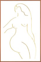 JUNIQE - Poster met kunststof lijst Gold Form II -30x45 /Goud & Wit