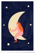 JUNIQE - Poster Lullaby Moon -60x90 /Ivoor & Zwart