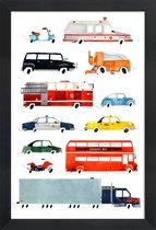 JUNIQE - Poster in houten lijst Cars and Lorries -60x90 /Kleurrijk