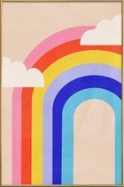 JUNIQE - Poster met kunststof lijst Regenboog en wolken -60x90