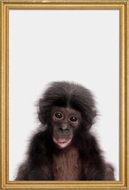 JUNIQE - Poster met houten lijst Bonobo -20x30 /Bruin & Zwart