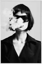 JUNIQE - Poster in kunststof lijst Smoke -40x60 /Wit & Zwart