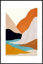 JUNIQE - Poster in kunststof lijst Mountainscape -60x90 /Kleurrijk