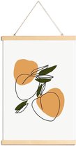 JUNIQE - Posterhanger Peaches -60x90 /Grijs & Groen