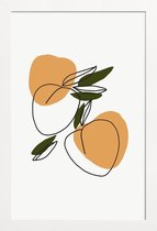 JUNIQE - Poster in houten lijst Peaches -40x60 /Grijs & Groen