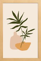 JUNIQE - Poster in houten lijst Vases -20x30 /Bruin & Groen