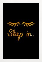 JUNIQE - Poster met houten lijst Sleep In gouden -40x60 /Goud & Zwart