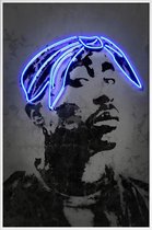 JUNIQE - Poster in kunststof lijst Tupac -60x90 /Blauw & Grijs