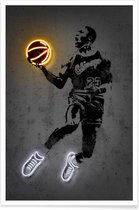 JUNIQE - Poster Michael Jordan 23 -20x30 /Geel & Zwart