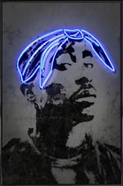 JUNIQE - Poster in kunststof lijst Tupac -20x30 /Blauw & Grijs
