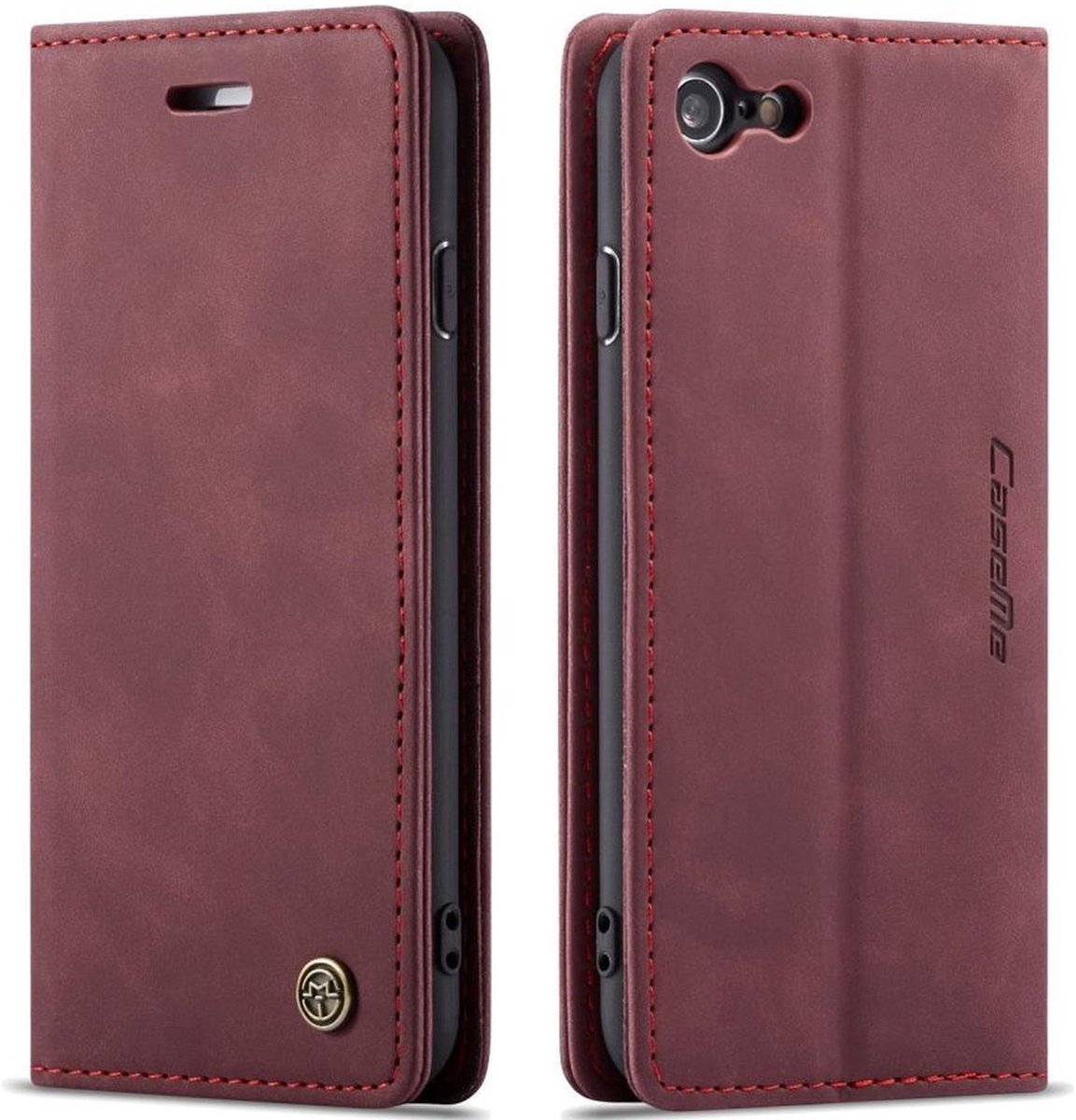 CaseMe Book Case - Geschikt voor iPhone SE (2022/2020), iPhone 8 / 7 Hoesje - Bordeaux