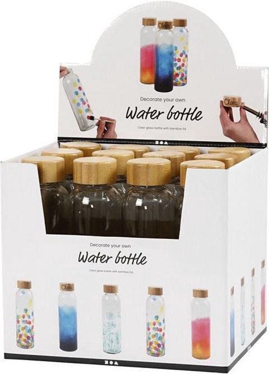  - Waterfles, H: 22 cm, d 6,7 cm, 500 ml, 12 stuk/ 1 doos