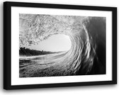 Foto in frame , Surf golf  , 70x100cm , Zwart wit  , Premium print