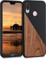 kwmobile hoesje voor Huawei P20 Lite - Backcover in donkerbruin / zwart -Smartphonehoesje - design