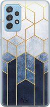 Samsung Galaxy A52 siliconen hoesje - Geometrisch fade art - Soft Case Telefoonhoesje - Blauw - Print