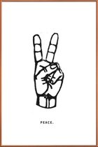 JUNIQE - Poster met kunststof lijst Peace -20x30 /Wit & Zwart