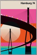 JUNIQE - Poster met kunststof lijst Vintage Hamburg 74 -13x18