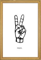 JUNIQE - Poster met houten lijst Peace -40x60 /Wit & Zwart