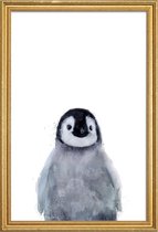 JUNIQE - Poster met houten lijst Kleine pinguïn illustratie -40x60