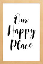 JUNIQE - Poster in houten lijst Our Happy Place -40x60 /Wit & Zwart