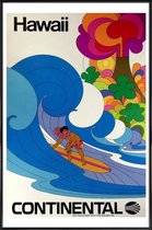 JUNIQE - Poster in kunststof lijst Vintage Hawaï -60x90 /Kleurrijk