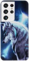 - ADEL Siliconen Back Cover Softcase Hoesje Geschikt voor Samsung Galaxy S21 Ultra - Wolf