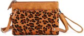 Panter camel Lima schoudertasje / clutch