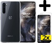 OnePlus Nord Hoesje Transparant Met 2x Screenprotector - OnePlus Nord Case Siliconen Hoesje Cover Met 2x Screenprotector - Transparant