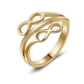 Twice As Nice Ring in goudkleurig edelstaal, 2 infinities  48