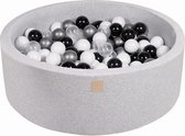 Ronde Ballenbak set incl 200 ballen 90x30cm - Licht Grijs: Wit, Zwart, Transparant, Zilver