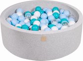 Ronde Ballenbak set incl 200 ballen 90x30cm - Licht Grijs: Turquoise, Babyblauw, Transparant, Wit