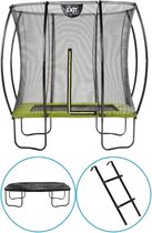 EXIT Toys - Trampoline Met Veiligheidsnet - Op Poten - Silhouette - Rechthoekig - 153x214cm - Groen - Inclusief Ladder en Afdekhoes