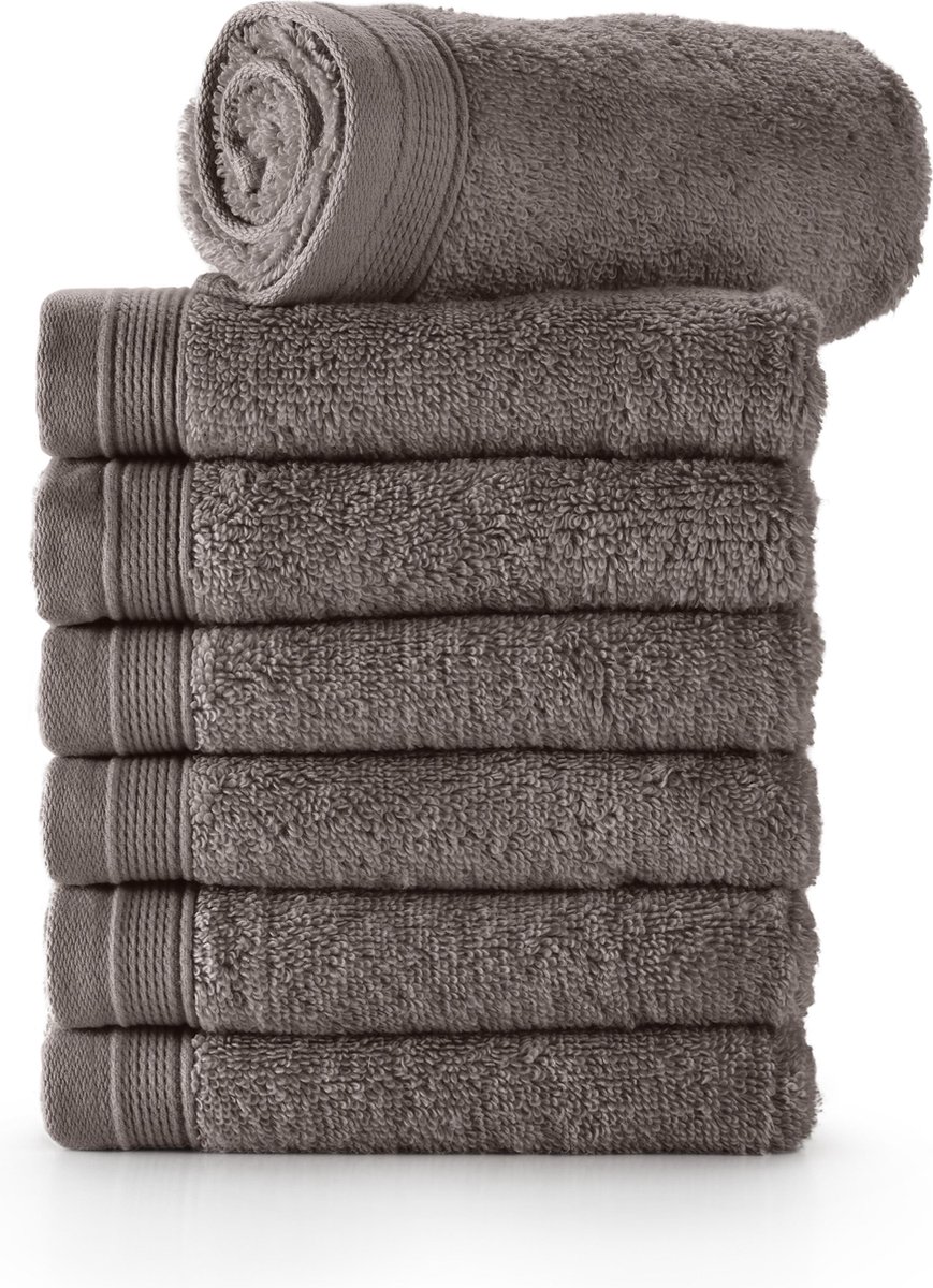 Bamatex Home Textiles Collectie Emotion Gastendoekje BROWN set van 6 stuks Egeïsche gekamde katoen 540 g m2