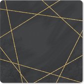 Muismat - Geometrisch patroon van gouden lijnen op een zwarte achtergrond - 20x20