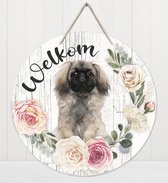 Welkom - Pekingees | Muurdecoratie - Bordje Hond