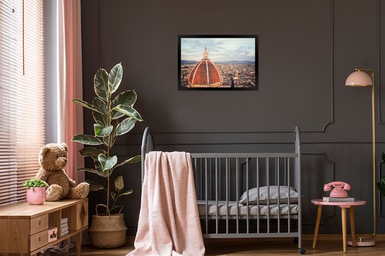 Photo en cadre - Photo aérienne de Florence avec le dôme du Dom de Florence cadre photo noir 60x40 cm - Affiche sous cadre (Décoration murale salon / chambre)