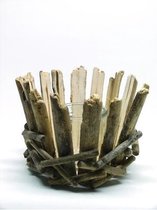 Windlicht hout met glas 30x20cm
