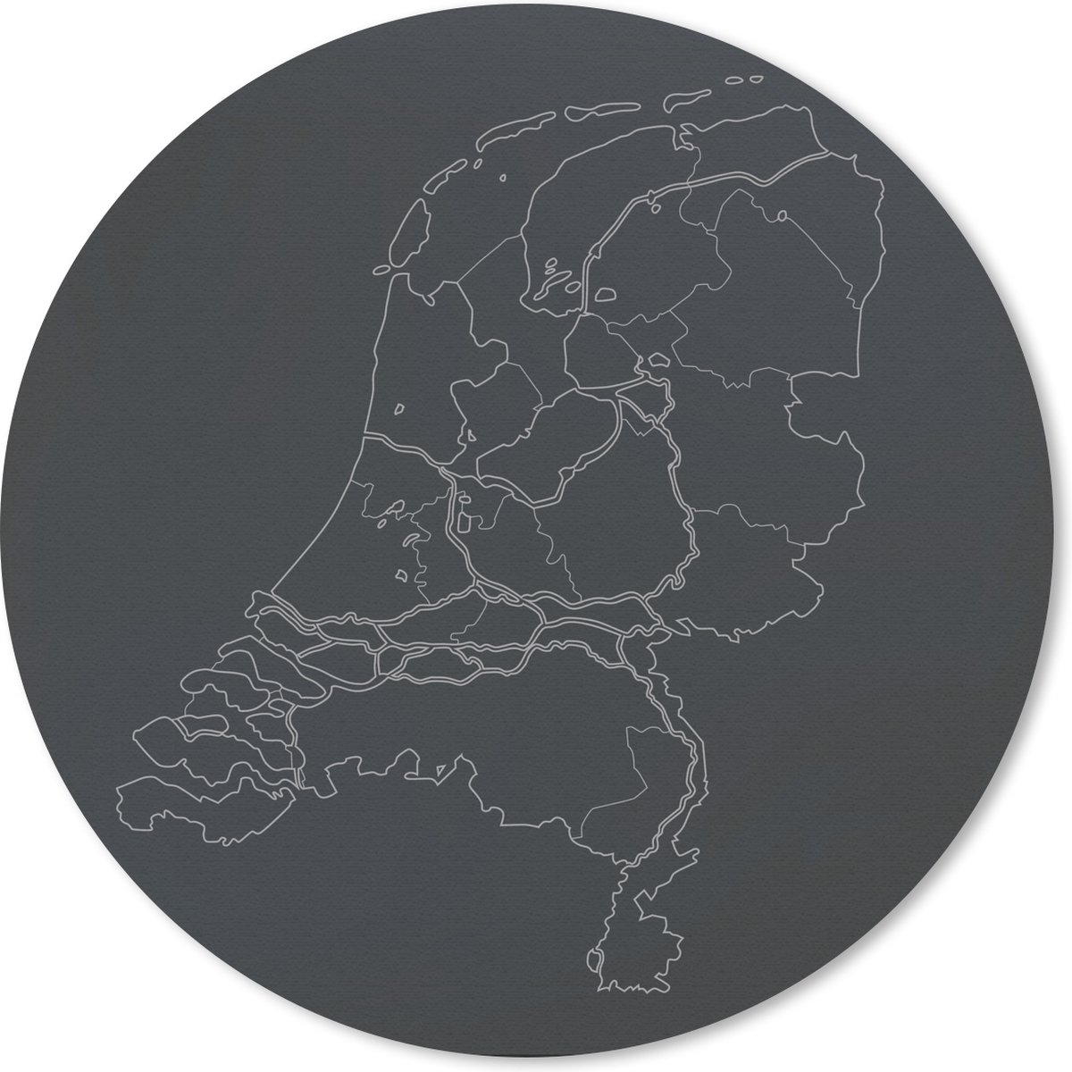 Muismat Kaart Nederland - Lijnkaart van Nederland Muismat rond - 30x30 cm - Muismat met foto