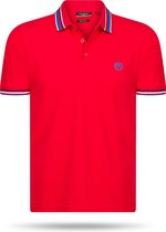 Pierre Cardin - Heren Polo SS Striped Collar Polo - Rood - Maat L