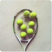 Muismat Klein - Tennisracket met veel tennisballen - 20x20 cm